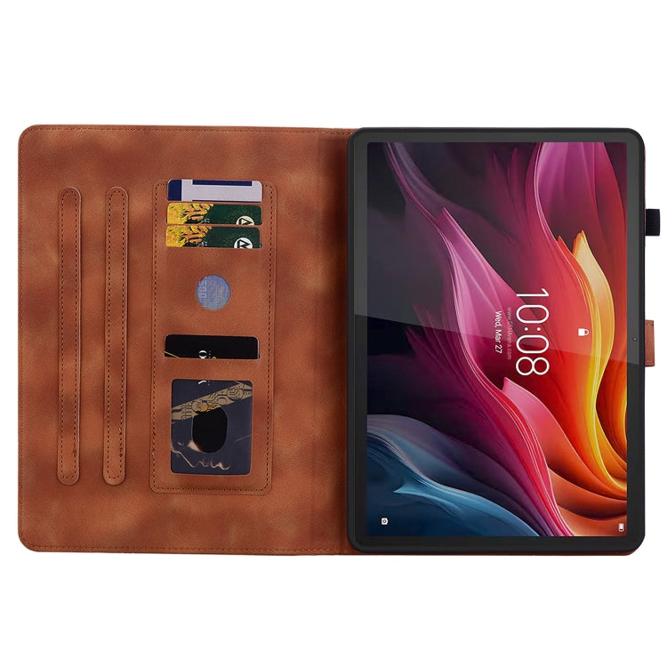 For Lenovo Tab K11 Plus Lily Embossed Leather Tablet Case(Brown) - Lenovo by PMC TechLife | Online Shopping South Africa | PMC TechLife | Buy Now Pay Later Mobicred
