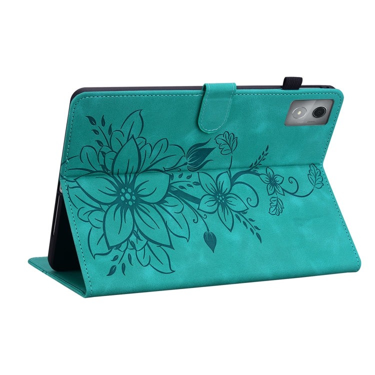 For Lenovo Tab K11 Plus Lily Embossed Leather Tablet Case(Green) - Lenovo by PMC TechLife | Online Shopping South Africa | PMC TechLife | Buy Now Pay Later Mobicred