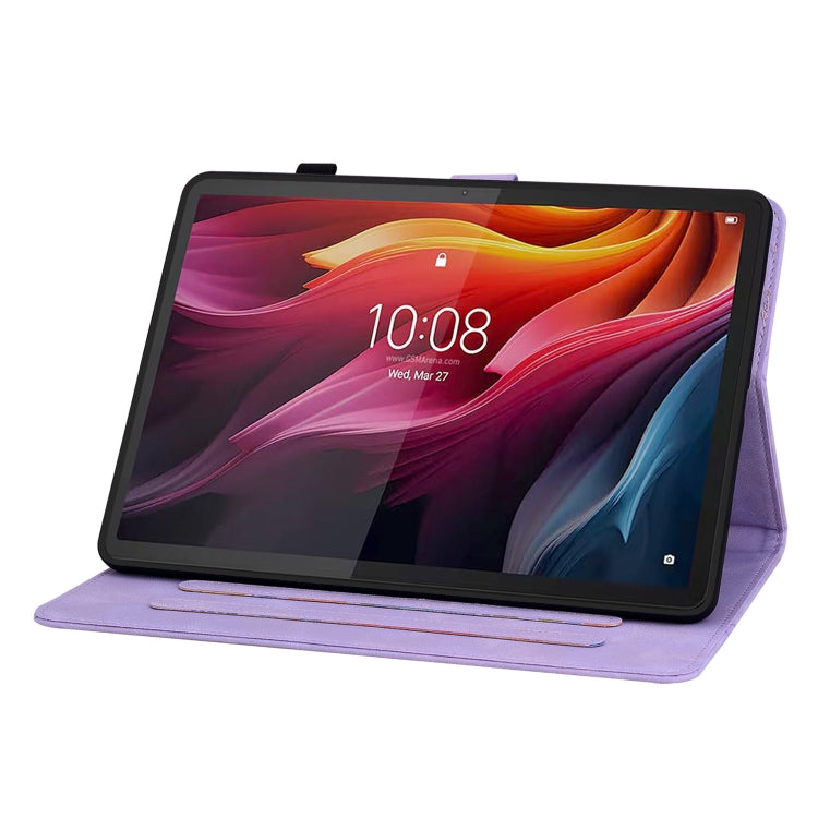 For Lenovo Tab K11 Plus Lily Embossed Leather Tablet Case(Purple) - Lenovo by PMC TechLife | Online Shopping South Africa | PMC TechLife | Buy Now Pay Later Mobicred