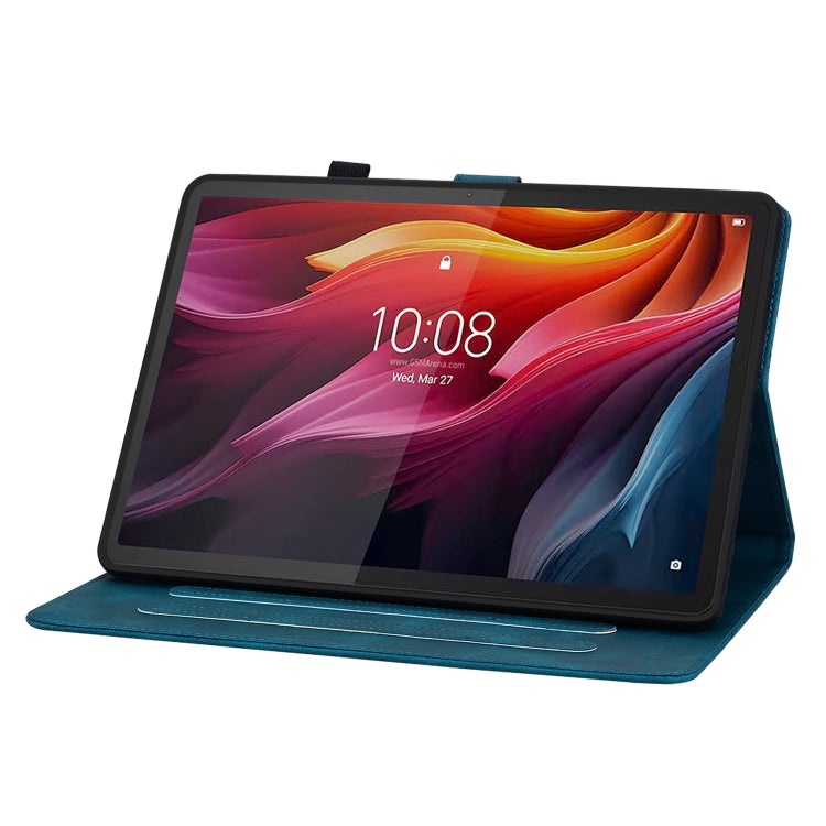 For Lenovo Tab K11 Plus Lily Embossed Leather Tablet Case(Dark Blue) - Lenovo by PMC TechLife | Online Shopping South Africa | PMC TechLife | Buy Now Pay Later Mobicred