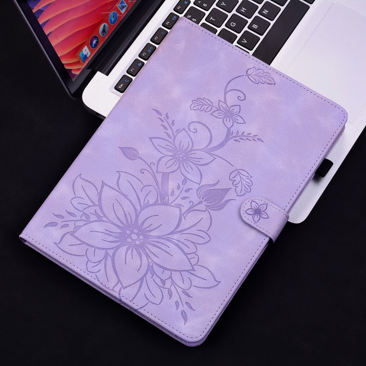 For Lenovo Tab P12 12.7 2025 Lily Embossed Leather Tablet Case(Purple) - Lenovo by PMC TechLife | Online Shopping South Africa | PMC TechLife | Buy Now Pay Later Mobicred