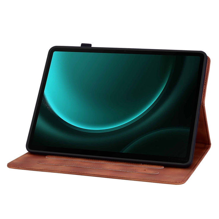 For Samsung Galaxy Tab S9 / S9 FE Lily Embossed Leather Tablet Case(Brown) - free shipping - PMC Jewellery - Order now!