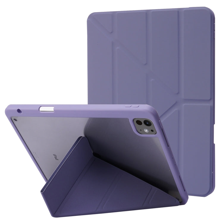 For iPad Pro 11 2024 Deformation Transparent Acrylic Leather Tablet Case(Lavender Grey) - iPad Pro 11 2024 Cases by PMC TechLife | Online Shopping South Africa | PMC TechLife | Buy Now Pay Later Mobicred