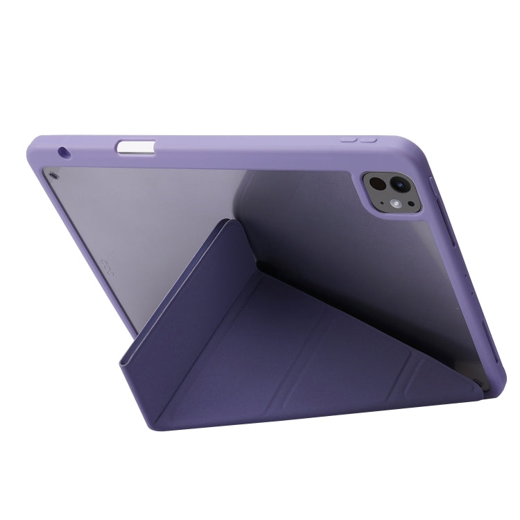 For iPad Pro 11 2024 Deformation Transparent Acrylic Leather Tablet Case(Lavender Grey) - iPad Pro 11 2024 Cases by PMC TechLife | Online Shopping South Africa | PMC TechLife | Buy Now Pay Later Mobicred