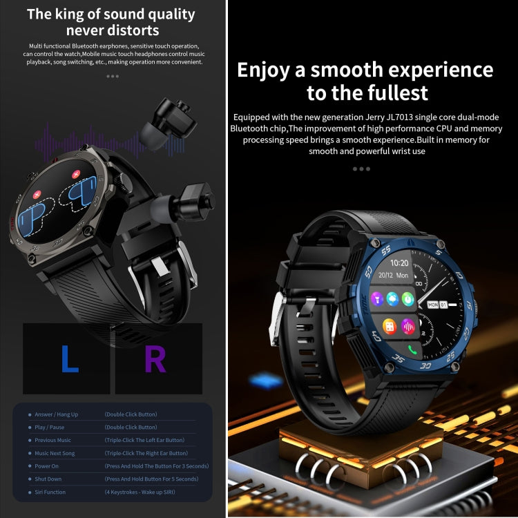 LC18 1.53 inch IP67 BT5.0 Sport Smart Watch with Earbuds, Support Bluetooth Call / Sleep / Blood Oxygen / Heart Rate / Blood Pressure Health Monitor(Blue) - Smart Watches by PMC Jewellery | Online Shopping South Africa | PMC Jewellery | Buy Now Pay Later Mobicred