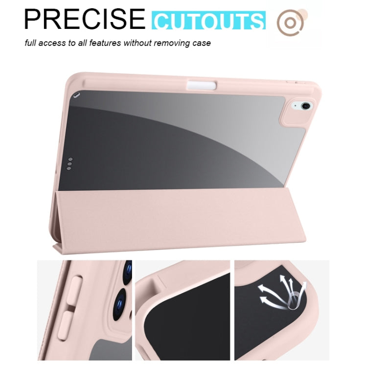 For iPad Air 11 2024 / 2025 Acrylic 3-folding Smart Leather Tablet Case(Pink) - iPad Air 11 2025 / 2024 Cases by PMC TechLife | Online Shopping South Africa | PMC TechLife | Buy Now Pay Later Mobicred
