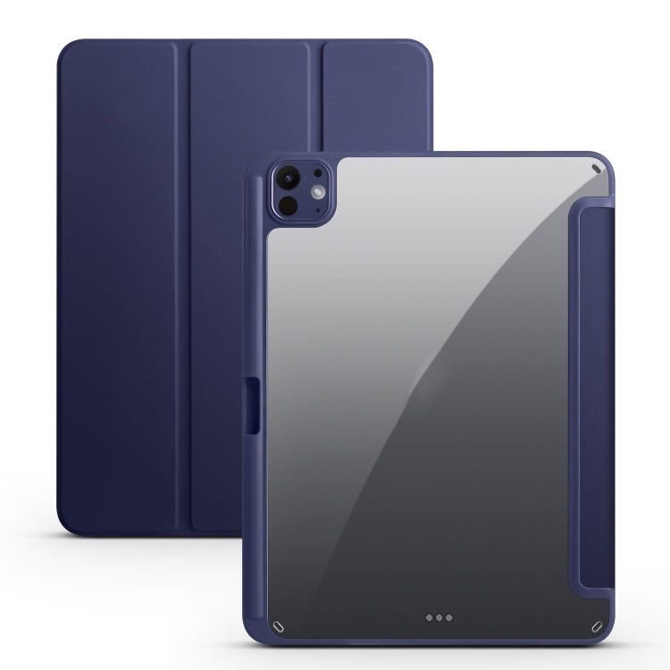 For iPad Pro 11 2024 Acrylic 3-folding Smart Leather Tablet Case(Dark Blue) - iPad Pro 11 2024 Cases by PMC TechLife | Online Shopping South Africa | PMC TechLife | Buy Now Pay Later Mobicred