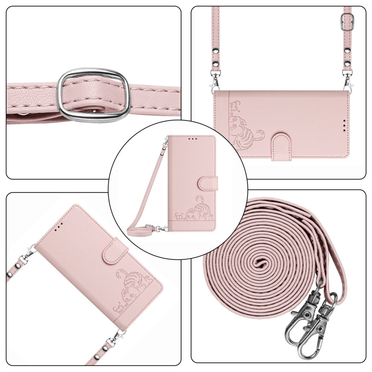 For Tecno Spark GO 2024 Cat Rat Embossed Pattern RFID Leather Phone Case with Lanyard(Pink) - Tecno Cases by PMC Jewellery | Online Shopping South Africa | PMC Jewellery | Buy Now Pay Later Mobicred