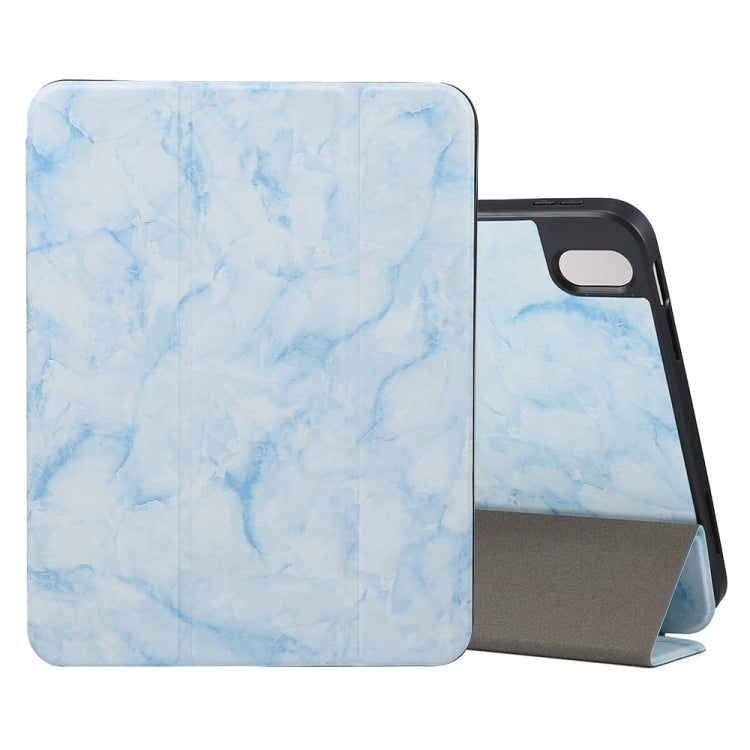 For iPad Air 11 2024 Three-fold Marble Texture Protective Tablet Case with Pen Slot(Blue) - iPad Air 11 2024 Cases by PMC Jewellery | Online Shopping South Africa | PMC Jewellery | Buy Now Pay Later Mobicred