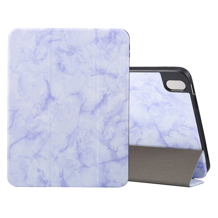 For iPad Air 11 2024 Three-fold Marble Texture Protective Tablet Case with Pen Slot(Purple) - iPad Air 11 2024 Cases by PMC TechLife | Online Shopping South Africa | PMC TechLife | Buy Now Pay Later Mobicred