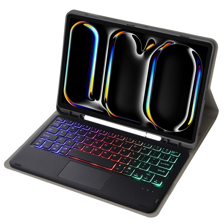 For iPad Pro 11 2024 A13B-AS Lambskin Texture Backlight Bluetooth Touch Keyboard Leather Tablet Case with Pen Slot(Black) - For iPad Pro by PMC TechLife | Online Shopping South Africa | PMC TechLife | Buy Now Pay Later Mobicred