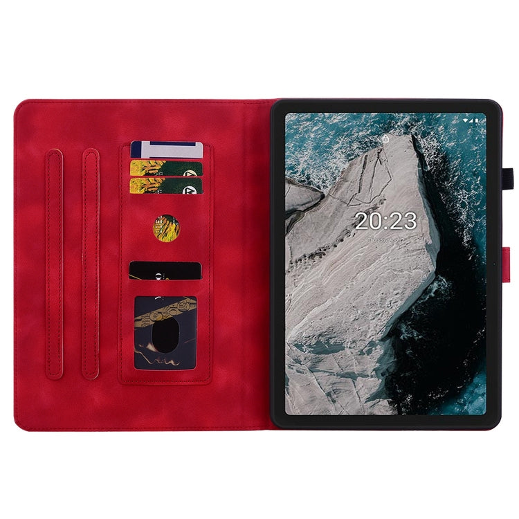 For Nokia T20 10.4 2021 Lily Embossed Leather Tablet Case(Red) - Nokia by PMC TechLife | Online Shopping South Africa | PMC TechLife | Buy Now Pay Later Mobicred