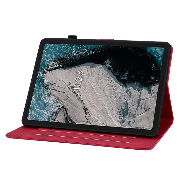 For Nokia T20 10.4 2021 Lily Embossed Leather Tablet Case(Red) - Nokia by PMC TechLife | Online Shopping South Africa | PMC TechLife | Buy Now Pay Later Mobicred