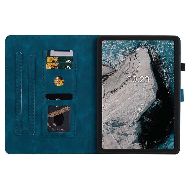 For Nokia T20 10.4 2021 Lily Embossed Leather Tablet Case(Dark Blue) - Nokia by PMC TechLife | Online Shopping South Africa | PMC TechLife | Buy Now Pay Later Mobicred