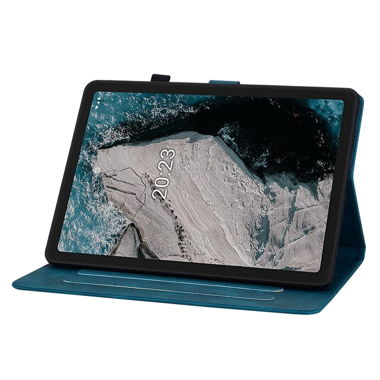 For Nokia T20 10.4 2021 Lily Embossed Leather Tablet Case(Dark Blue) - Nokia by PMC TechLife | Online Shopping South Africa | PMC TechLife | Buy Now Pay Later Mobicred