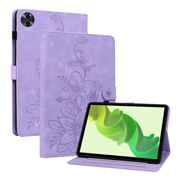 For Realme Pad 2 11.5 Lily Embossed Leather Tablet Case(Purple) - Realme by PMC TechLife | Online Shopping South Africa | PMC TechLife | Buy Now Pay Later Mobicred