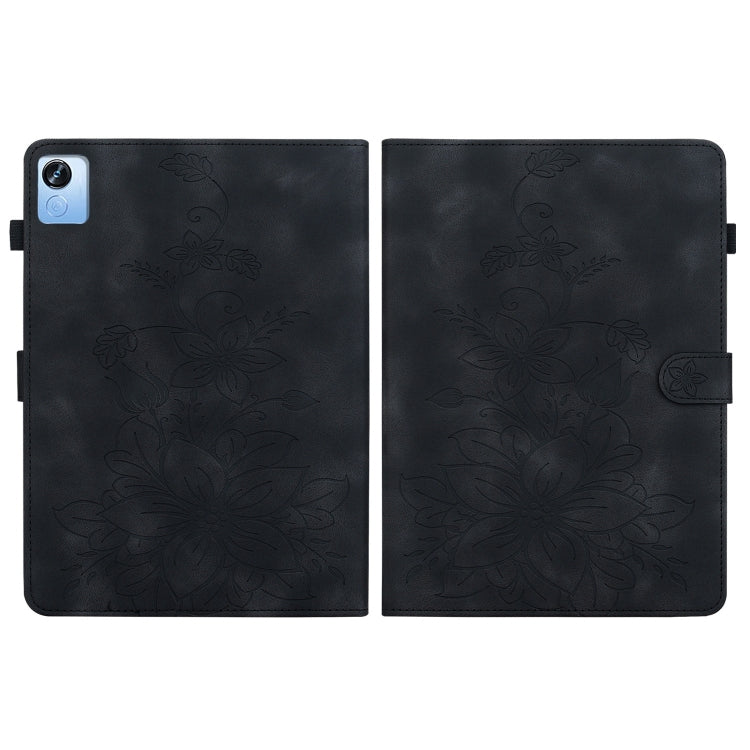 For Realme Pad X Lily Embossed Leather Tablet Case(Black) - Realme by PMC TechLife | Online Shopping South Africa | PMC TechLife | Buy Now Pay Later Mobicred