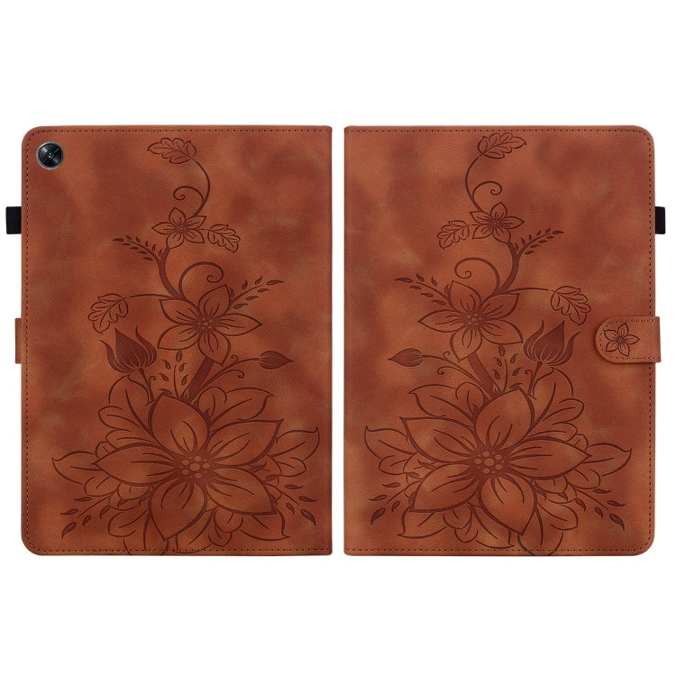 For OPPO Pad Air Lily Embossed Leather Tablet Case(Brown) - free shipping - PMC TechLife - Order now!