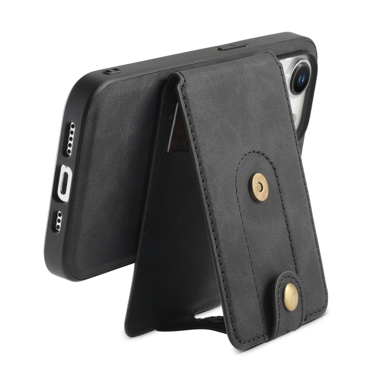 For iPhone 15 Pro Max Denior D14 NK Retro Pattern MagSafe Magnetic Card Holder Leather Phone Case(Black) - iPhone 15 Pro Max Cases by Denior | Online Shopping South Africa | PMC Jewellery | Buy Now Pay Later Mobicred