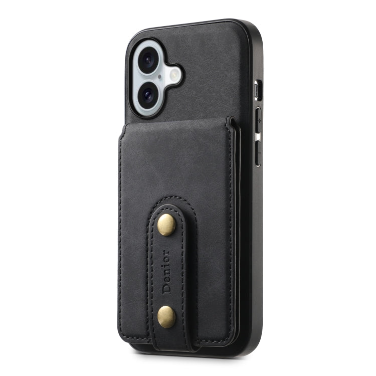 For iPhone 16 Denior D14 NK Retro Pattern MagSafe Magnetic Card Holder Leather Phone Case(Black) - free shipping - PMC TechLife - Order now!