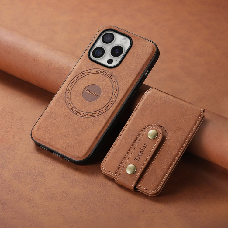 For iPhone 16 Pro Denior D14 NK Retro Pattern MagSafe Magnetic Card Holder Leather Phone Case(Brown) - iPhone 16 Pro Cases by Denior | Online Shopping South Africa | PMC Jewellery | Buy Now Pay Later Mobicred