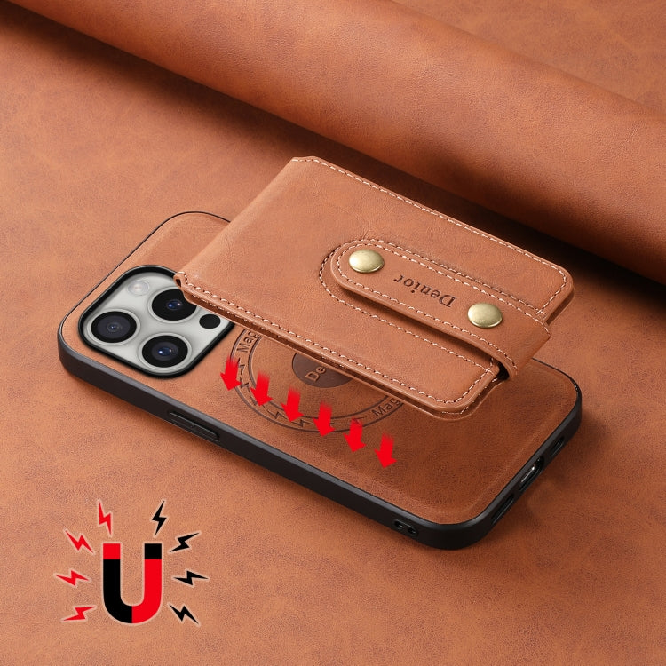 For iPhone 16 Pro Denior D14 NK Retro Pattern MagSafe Magnetic Card Holder Leather Phone Case(Brown) - iPhone 16 Pro Cases by Denior | Online Shopping South Africa | PMC Jewellery | Buy Now Pay Later Mobicred