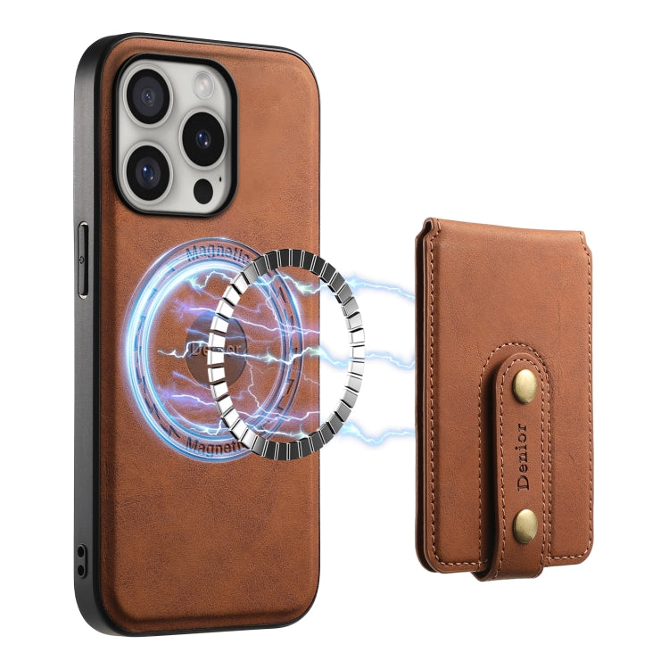 For iPhone 16 Pro Max Denior D14 NK Retro Pattern MagSafe Magnetic Card Holder Leather Phone Case(Brown) - iPhone 16 Pro Max Cases by Denior | Online Shopping South Africa | PMC Jewellery | Buy Now Pay Later Mobicred