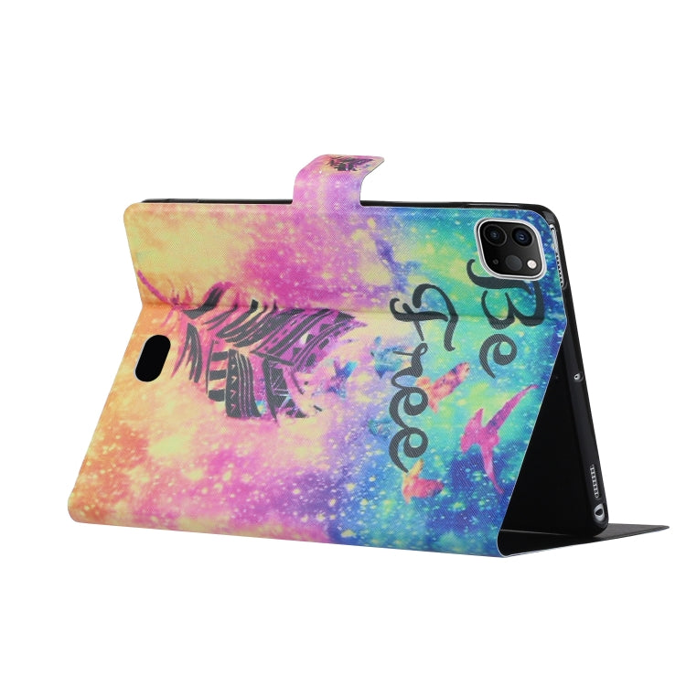 For iPad Pro 11 2024 Voltage Coloured Drawing Smart Leather Tablet Case(Feather) - iPad Pro 11 2024 Cases by PMC TechLife | Online Shopping South Africa | PMC TechLife | Buy Now Pay Later Mobicred