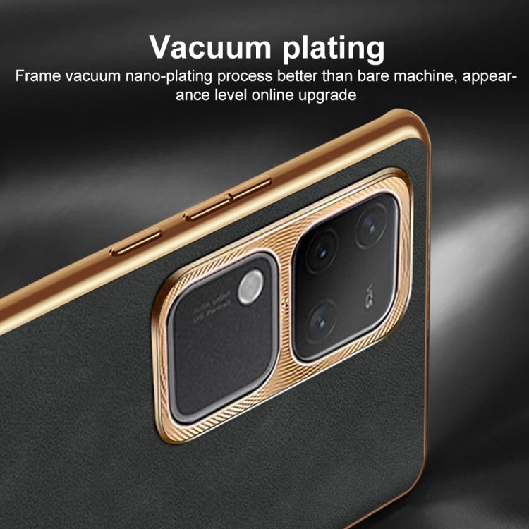 For vivo S18 / S18 Pro Electroplating Lambskin Leather Phone Case(Green) - S18 Cases by PMC TechLife | Online Shopping South Africa | PMC TechLife | Buy Now Pay Later Mobicred