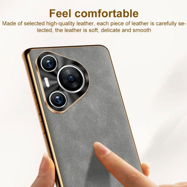 For Huawei Pura 70 Electroplating Lambskin Leather Phone Case(Black) - free shipping - PMC Jewellery - Order now!
