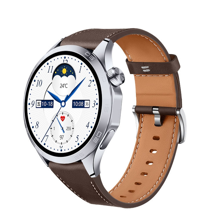 WS-26 1.52 inch IP67 Sport Smart Watch Support Bluetooth Call / Sleep / Blood Oxygen / Heart Rate / Blood Pressure Health Monitor, Leather Strap(Silver) - Smart Watches by PMC Jewellery | Online Shopping South Africa | PMC Jewellery | Buy Now Pay Later Mobicred