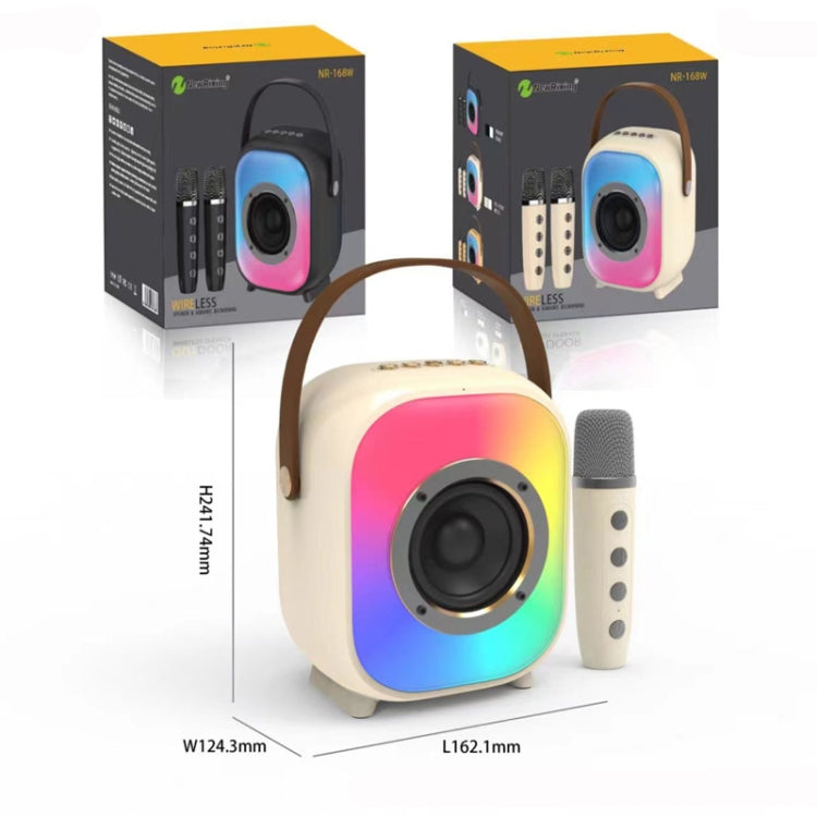 NewRixing NR168W Portable Colorful Bluetooth Speaker Home Dual Mic Karaoke Speaker(Coffee) - free shipping - PMC Jewellery - Order now!