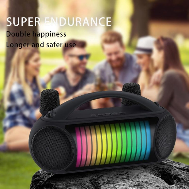 NewRixing NR-222 Portable Outdoor Dual Mic Colorful Wireless Bluetooth Speaker(Black) - Desktop Speaker by NewRixing | Online Shopping South Africa | PMC Jewellery | Buy Now Pay Later Mobicred