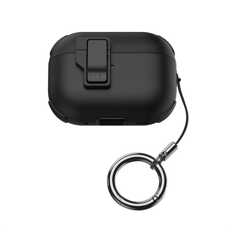 For AirPods Pro 2 Mechanical Switch Lock Bluetooth Earphone Protective Case(Black) - For AirPods Pro 2 by PMC Jewellery | Online Shopping South Africa | PMC Jewellery | Buy Now Pay Later Mobicred