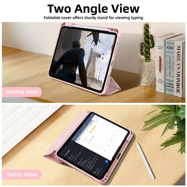 For iPad Air 11 2024 3-fold TPU Smart Leather Tablet Case with Pen Slot(Pink) - iPad Air 11 2024 Cases by PMC Jewellery | Online Shopping South Africa | PMC Jewellery | Buy Now Pay Later Mobicred