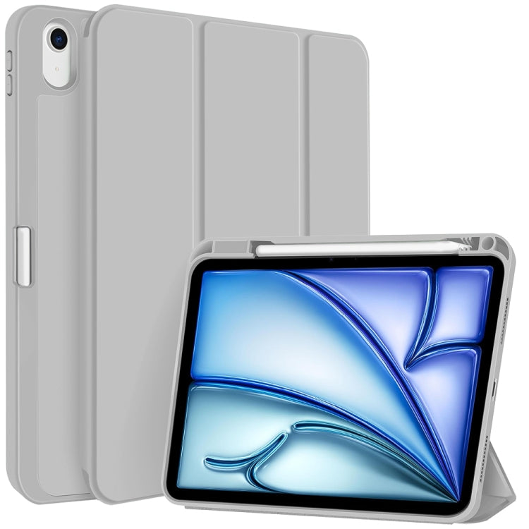 For iPad Air 11 2025 / 2024 3-fold TPU Smart Leather Tablet Case with Pen Slot(Grey) - iPad Air 11 2025 / 2024 Cases by PMC TechLife | Online Shopping South Africa | PMC TechLife | Buy Now Pay Later Mobicred