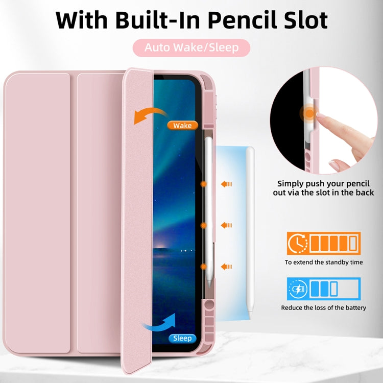 For iPad Pro 11 2024 3-fold TPU Smart Leather Tablet Case with Pen Slot(Pink) - free shipping - PMC TechLife - Order now!