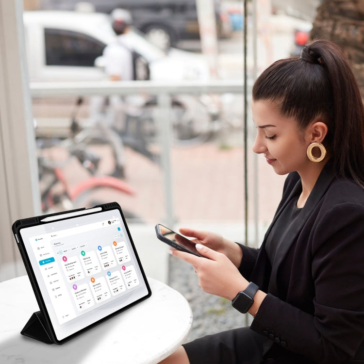 For iPad Pro 11 2024 3-fold TPU Smart Leather Tablet Case with Pen Slot(Black) - iPad Pro 11 2024 Cases by PMC TechLife | Online Shopping South Africa | PMC TechLife | Buy Now Pay Later Mobicred