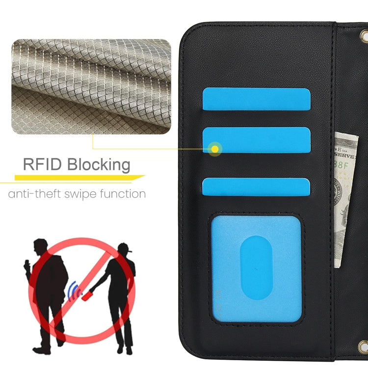 For Google Pixel 9 Pro XL Crossbody Multifunction Rhombic Leather Phone Case(Black) - Google Cases by PMC TechLife | Online Shopping South Africa | PMC TechLife | Buy Now Pay Later Mobicred