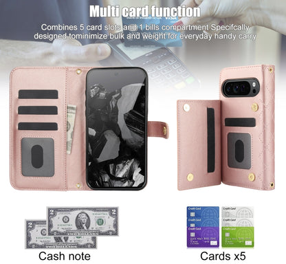 For Google Pixel 9 Pro XL Crossbody Multifunction Rhombic Leather Phone Case(Rose Gold) - Google Cases by PMC Jewellery | Online Shopping South Africa | PMC Jewellery | Buy Now Pay Later Mobicred