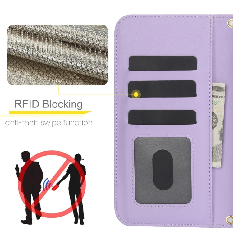 For Google Pixel 9 Pro XL Crossbody Multifunction Rhombic Leather Phone Case(Purple) - Google Cases by PMC TechLife | Online Shopping South Africa | PMC TechLife | Buy Now Pay Later Mobicred