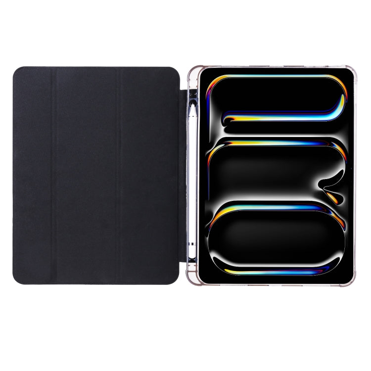 For iPad Pro 11 2024 3-fold TPU Leather Smart Tablet Case with Pen Slot(Black) - iPad Pro 11 2024 Cases by PMC TechLife | Online Shopping South Africa | PMC TechLife | Buy Now Pay Later Mobicred