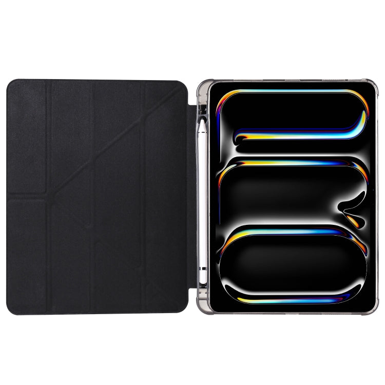 For iPad Pro 13 2024 Multi-folding TPU Leather Smart Tablet Case with Pen Slot(Black) - iPad Pro 13 2024 Cases by PMC Jewellery | Online Shopping South Africa | PMC Jewellery | Buy Now Pay Later Mobicred