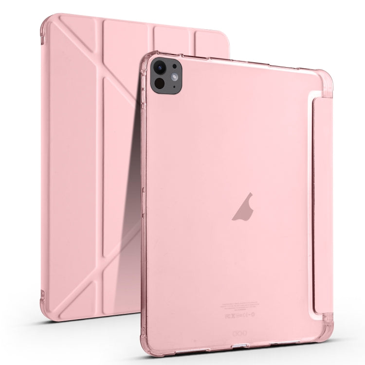 For iPad Pro 13 2024 Multi-folding TPU Leather Smart Tablet Case with Pen Slot(Pink) - iPad Pro 13 2024 Cases by PMC Jewellery | Online Shopping South Africa | PMC Jewellery | Buy Now Pay Later Mobicred