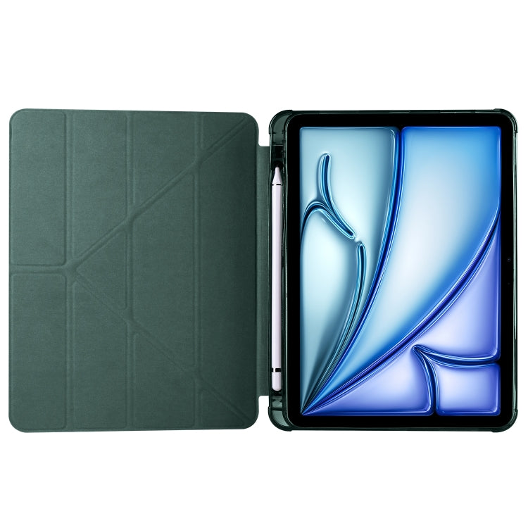 For iPad Air 11 2024 Multi-folding TPU Leather Smart Tablet Case with Pen Slot(Pine Green) - iPad Air 11 2024 Cases by PMC Jewellery | Online Shopping South Africa | PMC Jewellery | Buy Now Pay Later Mobicred