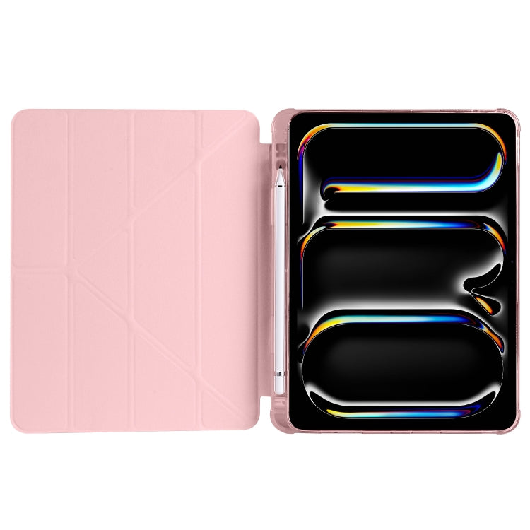For iPad Pro 11 2024 Multi-folding TPU Leather Smart Tablet Case with Pen Slot(Pink) - iPad Pro 11 2024 Cases by PMC Jewellery | Online Shopping South Africa | PMC Jewellery | Buy Now Pay Later Mobicred