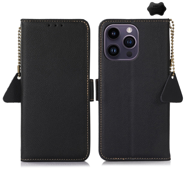 For iPhone 16 Pro Max Side-Magnetic TJ Genuine Leather RFID Phone Case(Black) - iPhone 16 Pro Max Cases by PMC Jewellery | Online Shopping South Africa | PMC Jewellery | Buy Now Pay Later Mobicred