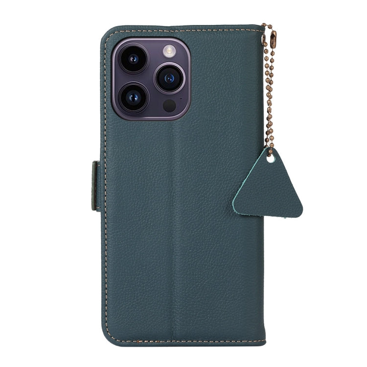 For iPhone 16 Pro Max Side-Magnetic TJ Genuine Leather RFID Phone Case(Green) - iPhone 16 Pro Max Cases by PMC Jewellery | Online Shopping South Africa | PMC Jewellery | Buy Now Pay Later Mobicred