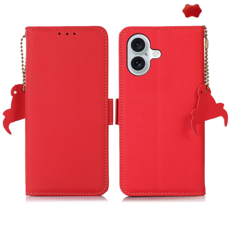 For iPhone 16 Plus Side-Magnetic TJ Genuine Leather RFID Phone Case(Red) - iPhone 16 Plus Cases by PMC Jewellery | Online Shopping South Africa | PMC Jewellery | Buy Now Pay Later Mobicred