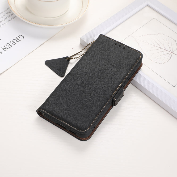 For iPhone 16e Side-Magnetic TJ Genuine Leather RFID Phone Case(Black) - iPhone 16e Cases by PMC TechLife | Online Shopping South Africa | PMC TechLife | Buy Now Pay Later Mobicred